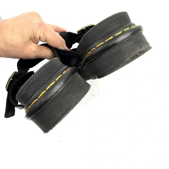 Dr. Martens Myles II Sandals 11 Womens Black Leather Platform Brass Mens 10 - Picture 12 of 12